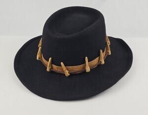 Vintage Crocodile Dundee Hat Black 100% Wool Men's Size Medium USA made